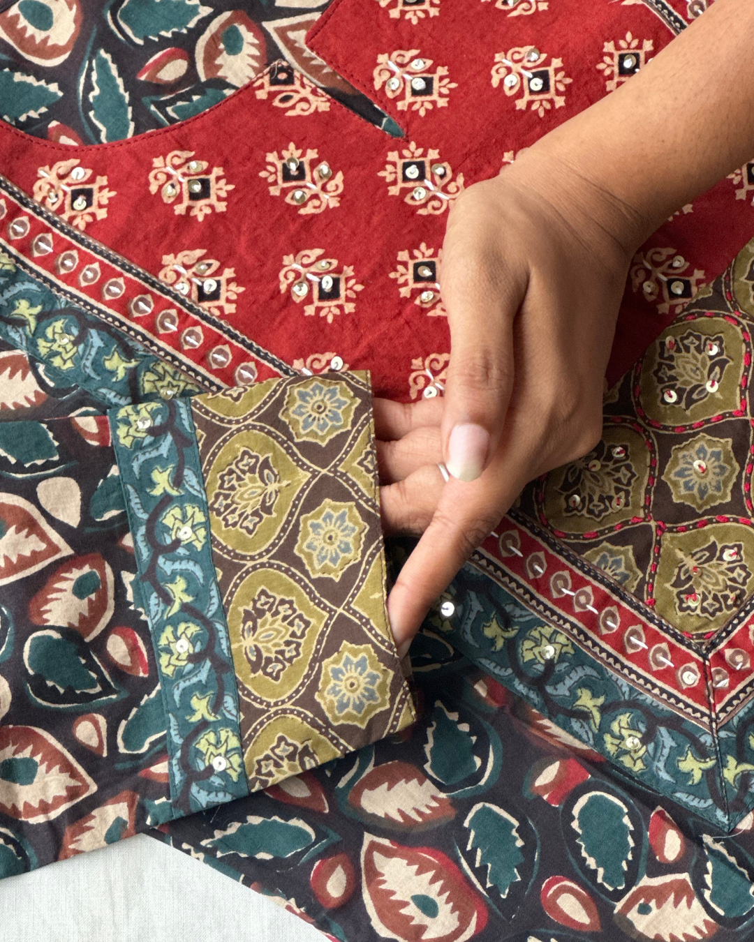 Jahota Hand Block Kurti (Green)