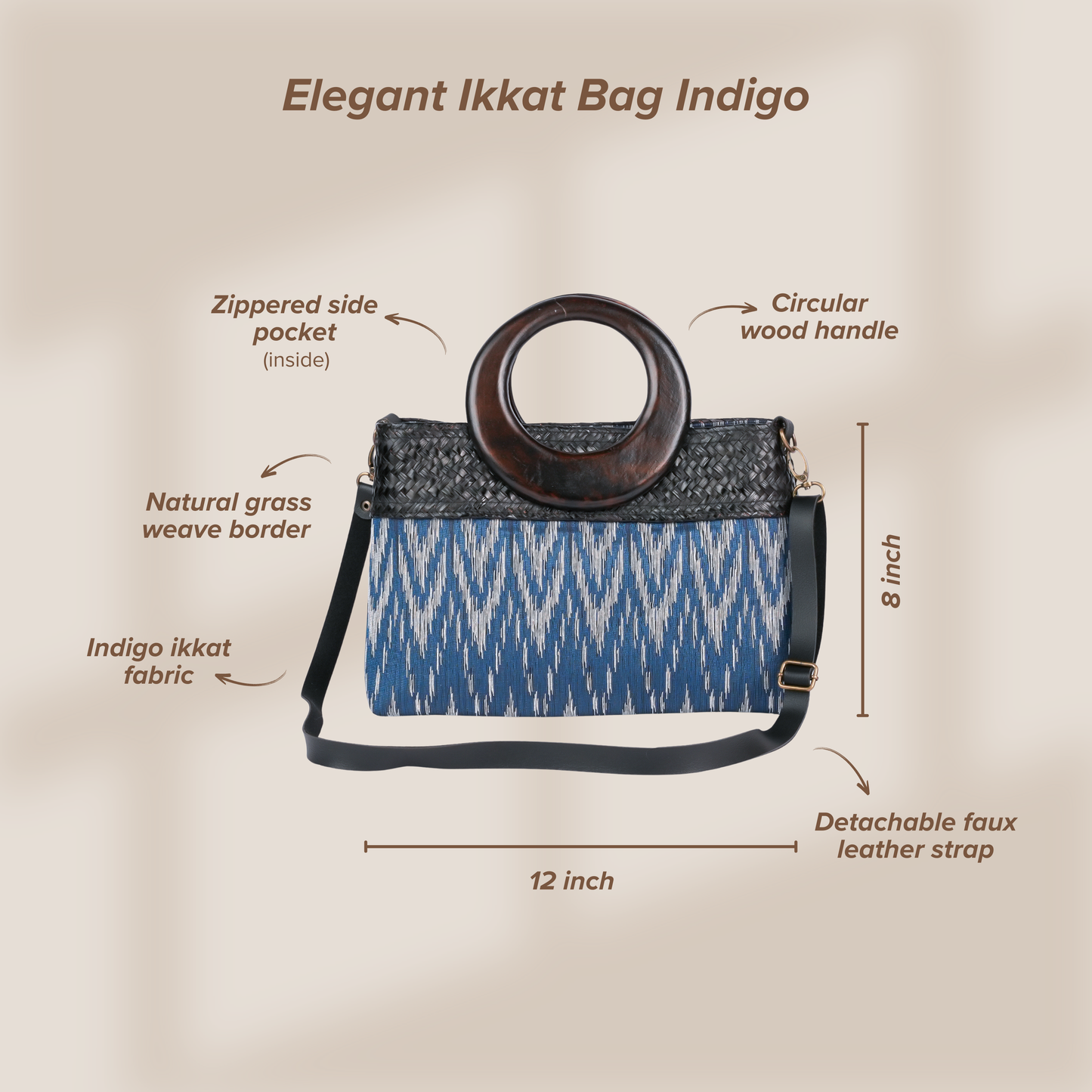 Elegant Ikkat Bag Indigo - Pattern 2