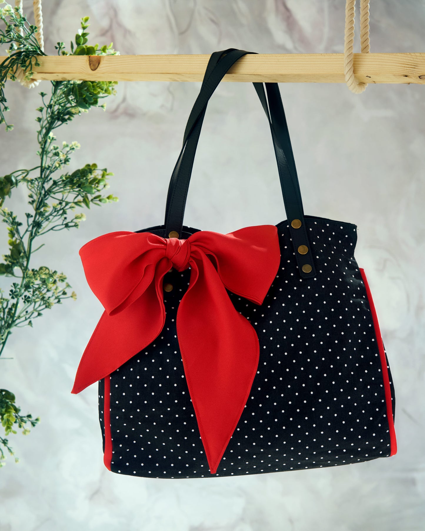 Canvas fabric Polka Dot Bowbag