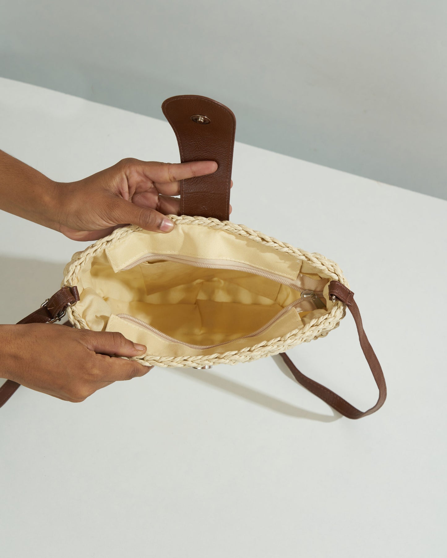 Half Moon Ivory Strawbag