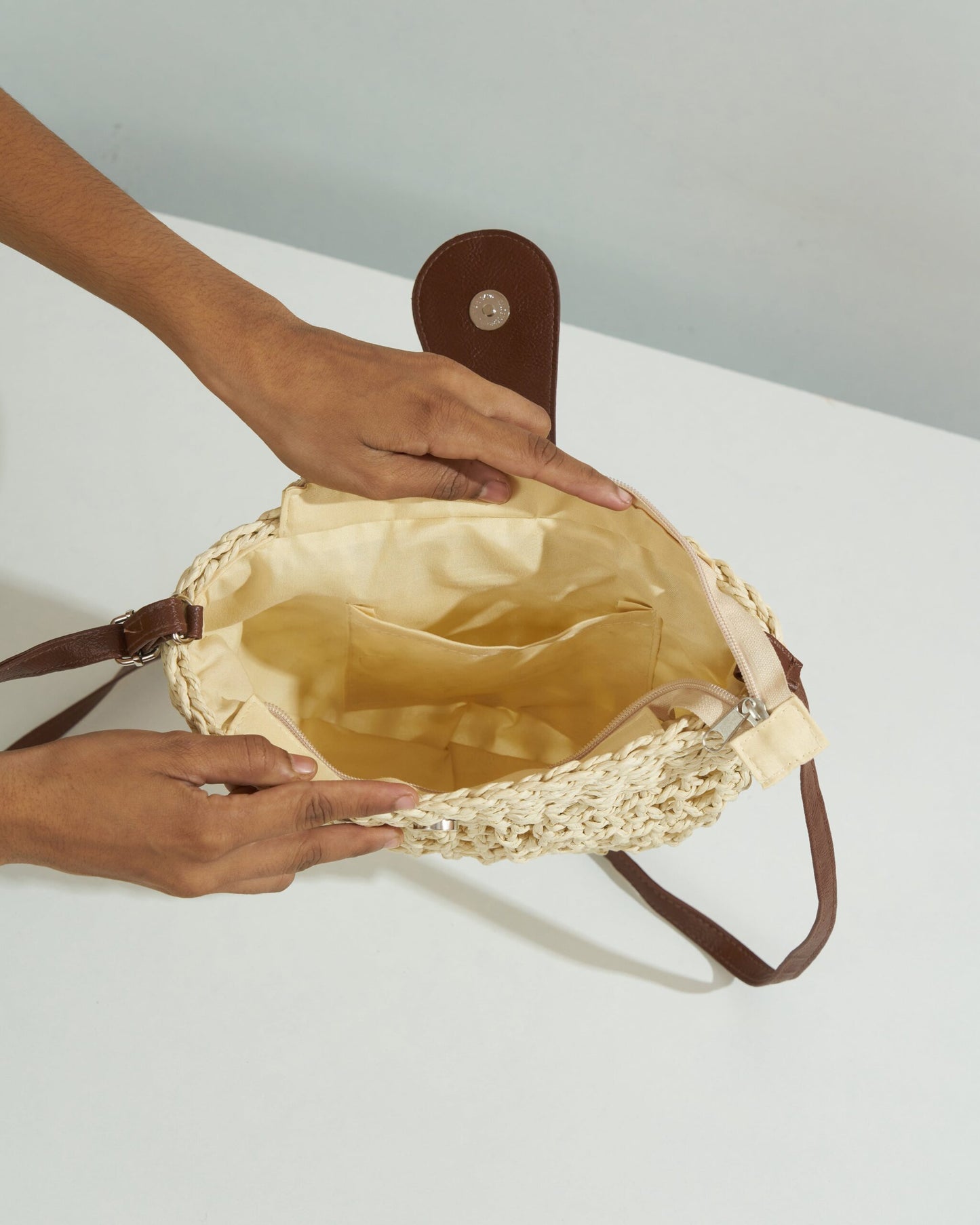 Half Moon Ivory Strawbag