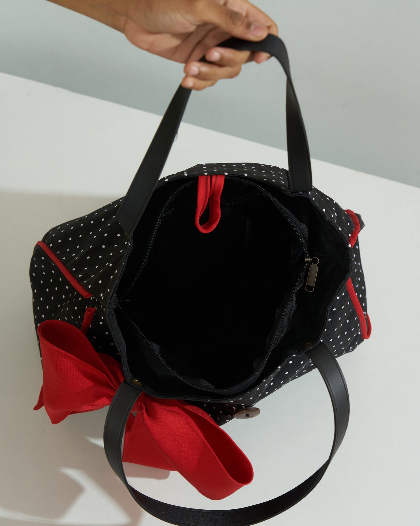 Canvas fabric Polka Dot Bowbag