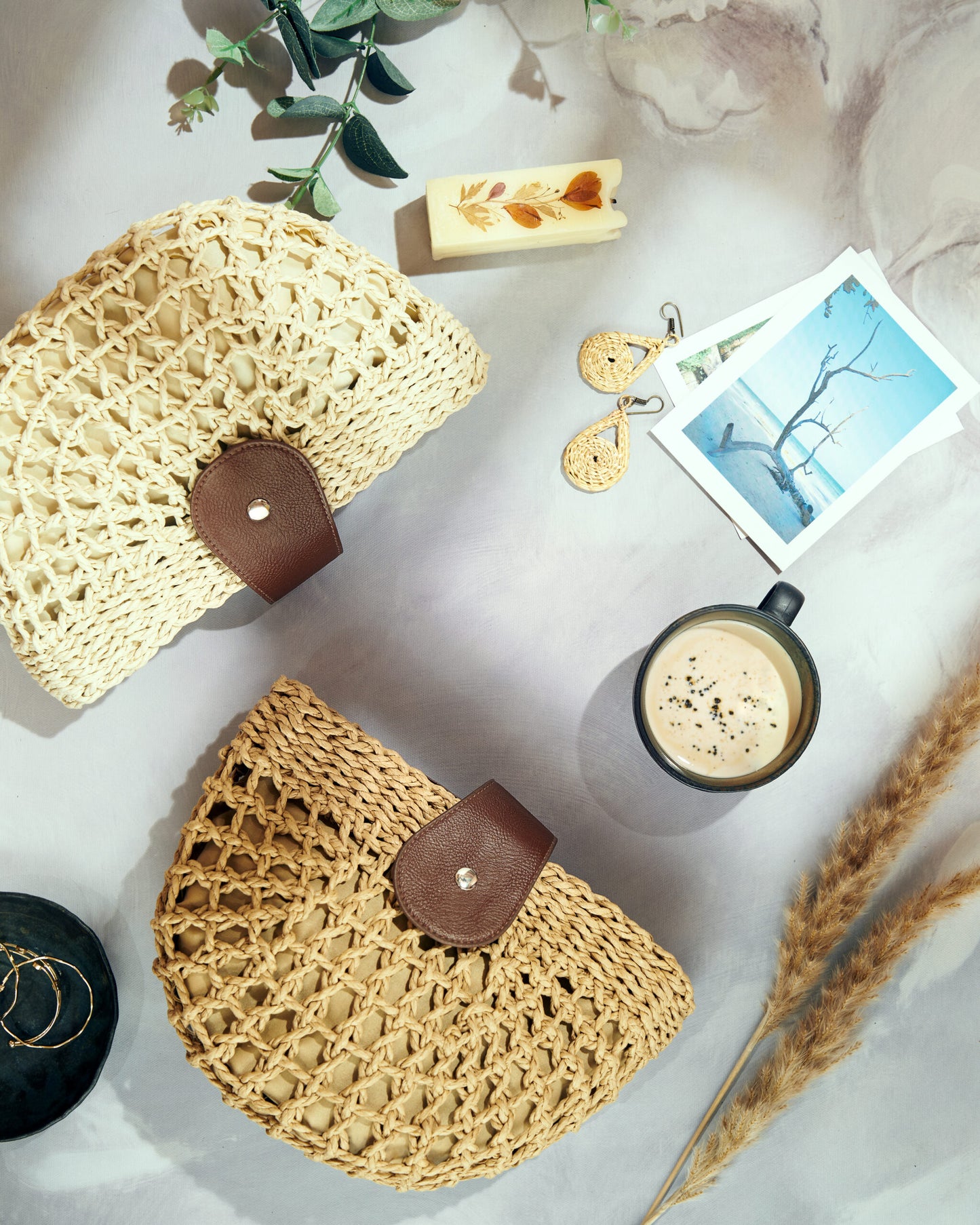 Half Moon Brown Strawbag