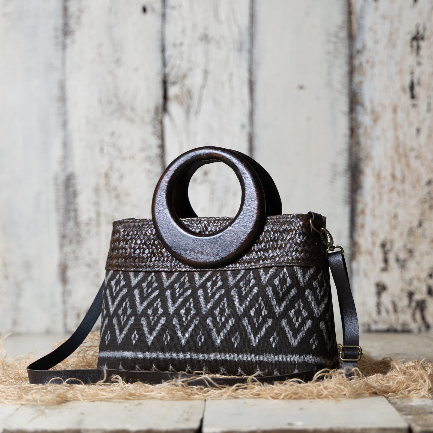Elegant Ikkat Bag (Charcoal Grey)