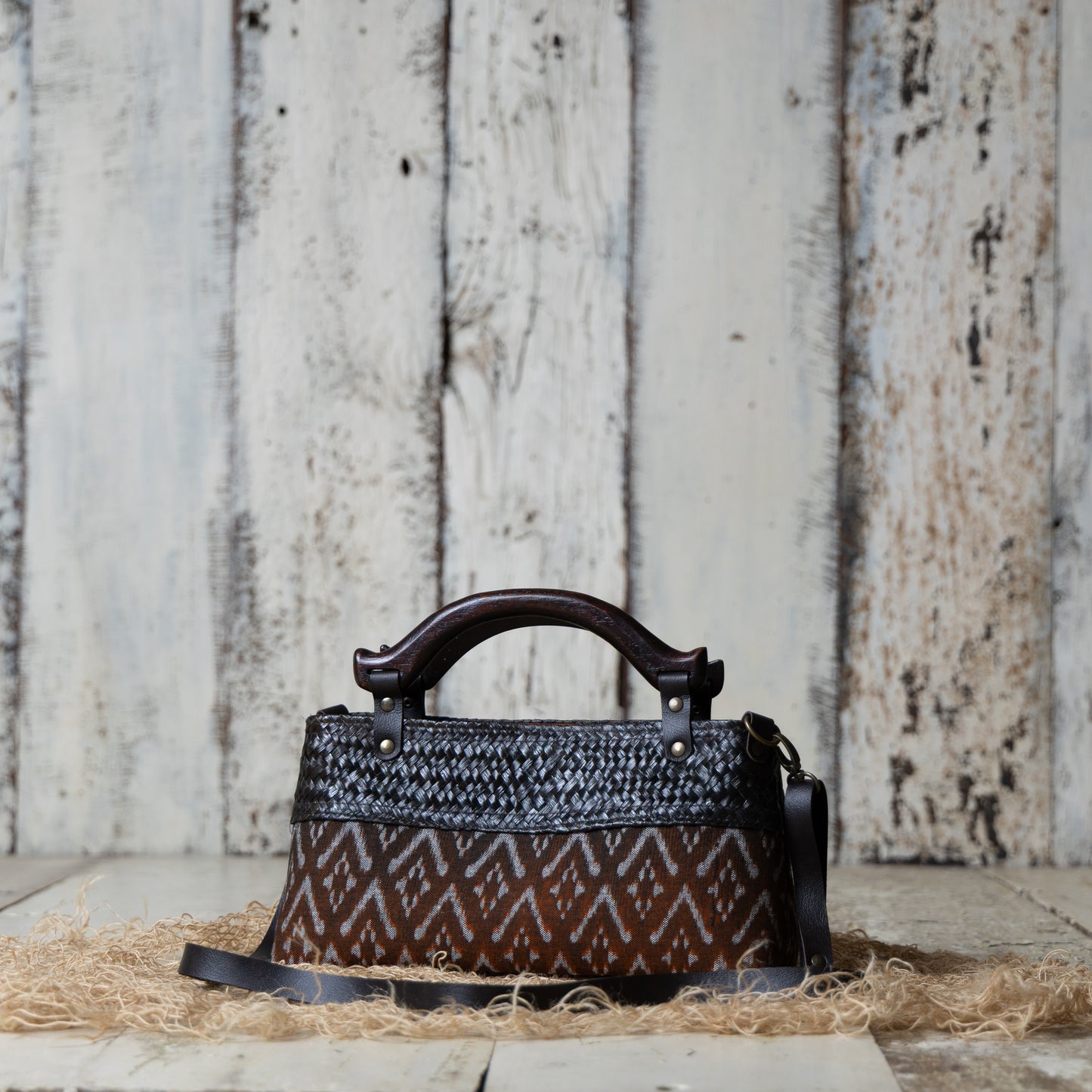 Compact Ikkat Bag (Tan Brown)