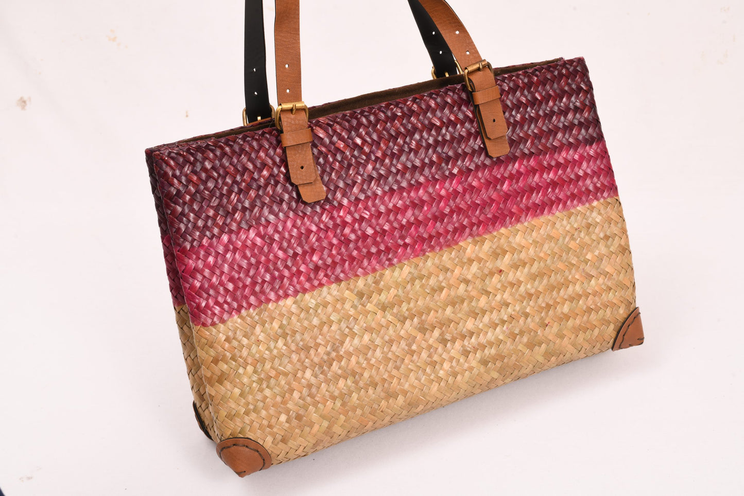 Straw Shopper Bag Pink
