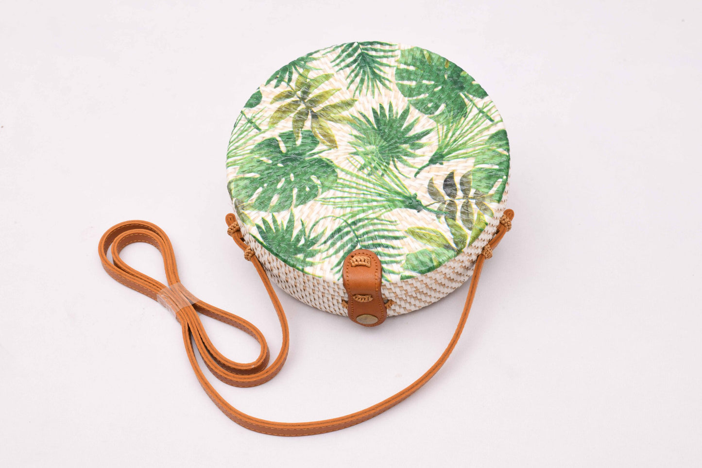 Decoupage Monstera Round Bag