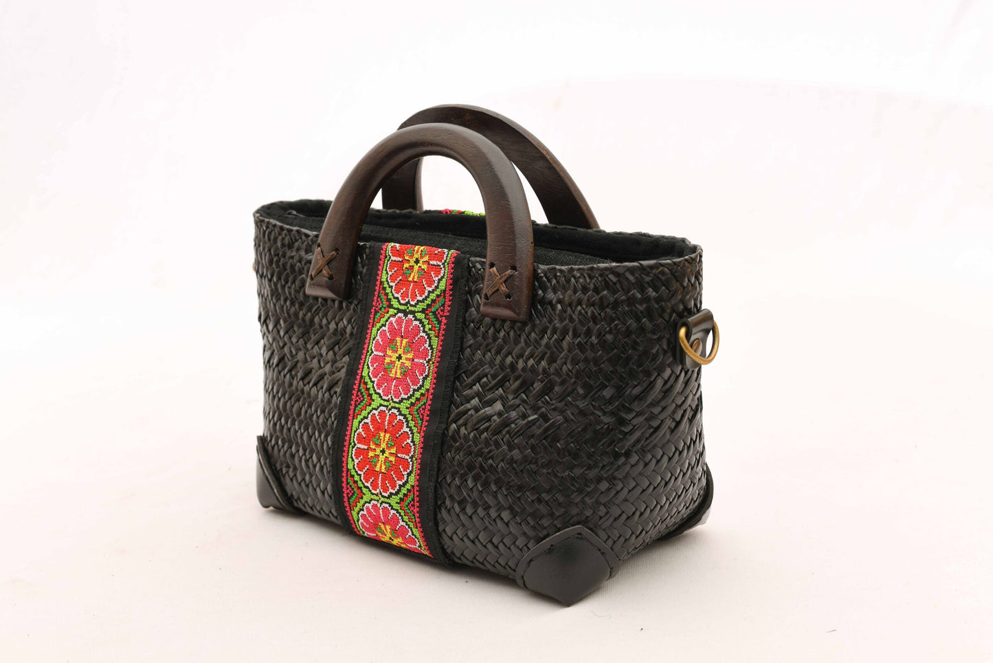 Woven Slingbag with Floral Strap