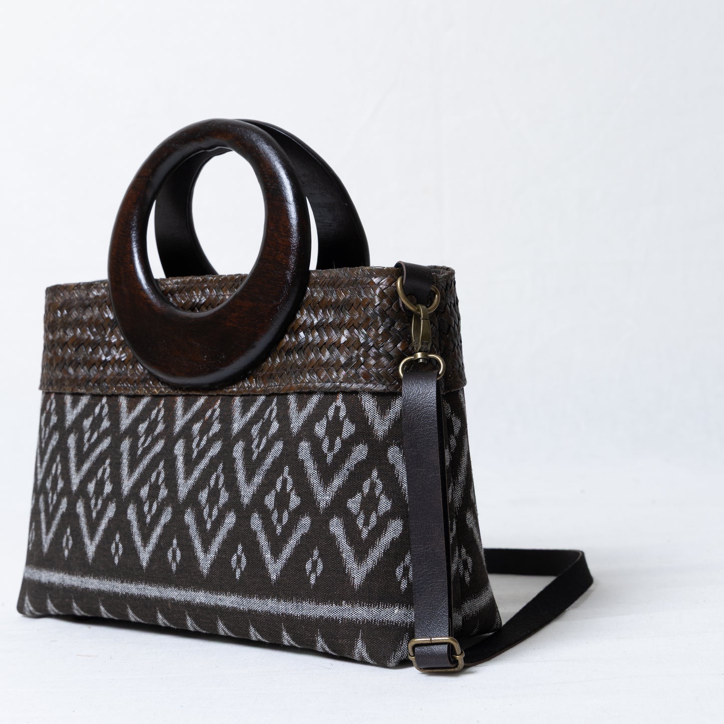 Elegant Ikkat Bag (Charcoal Grey)