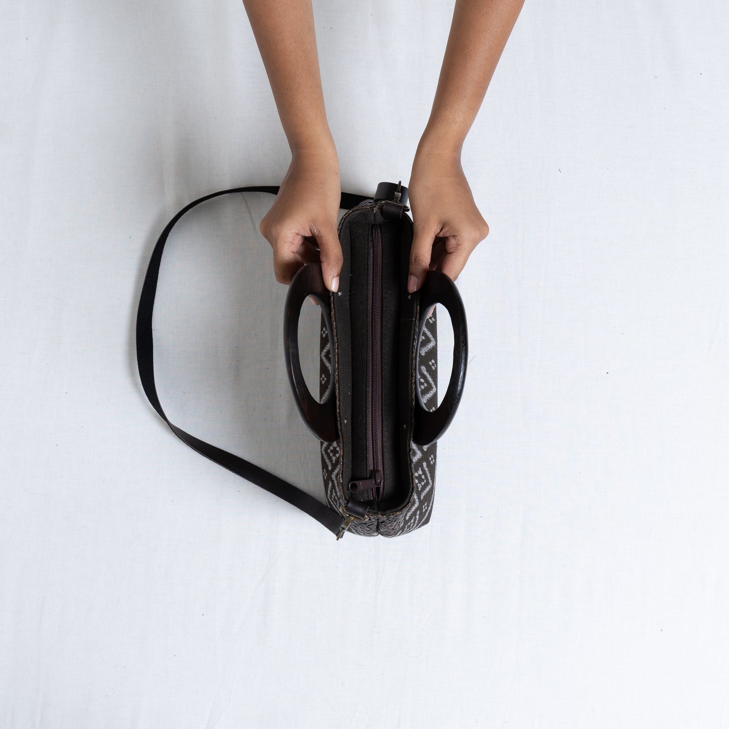 Elegant Ikkat Bag (Charcoal Grey)