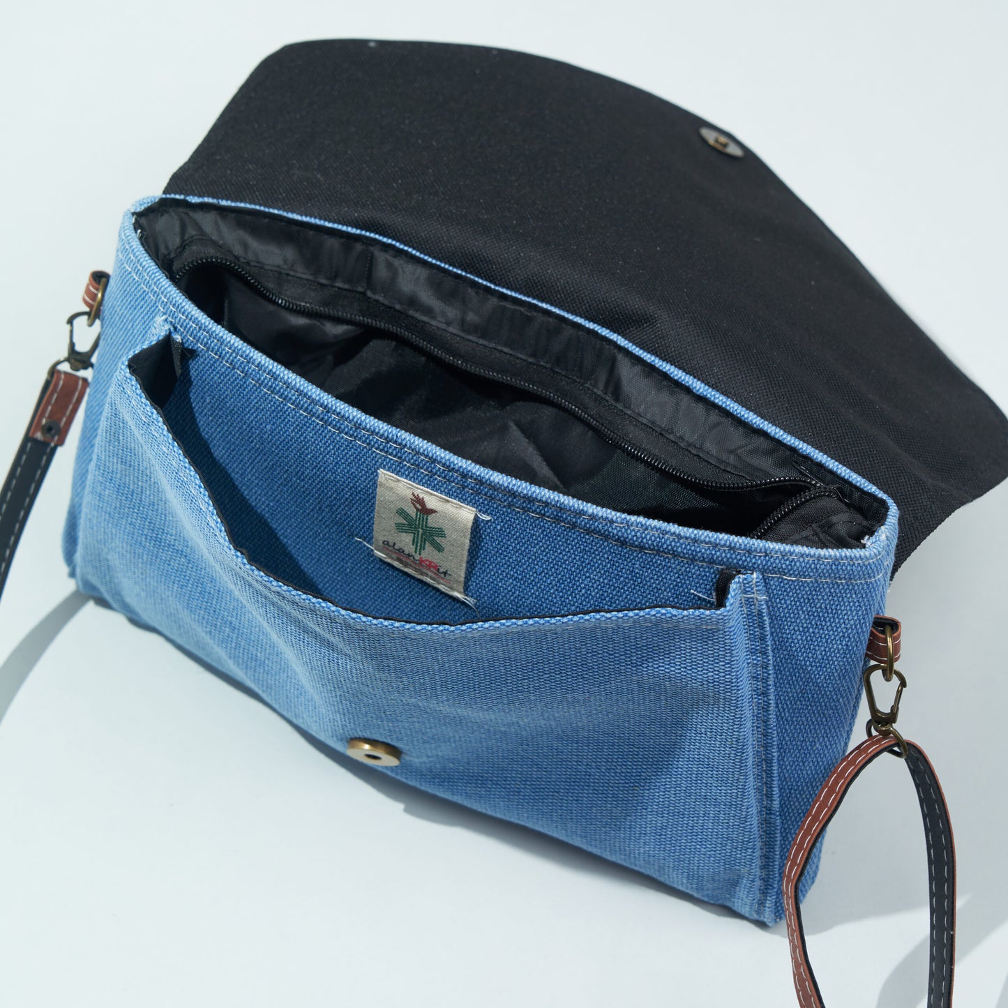 Denim Blue canvas fabric Sling bag