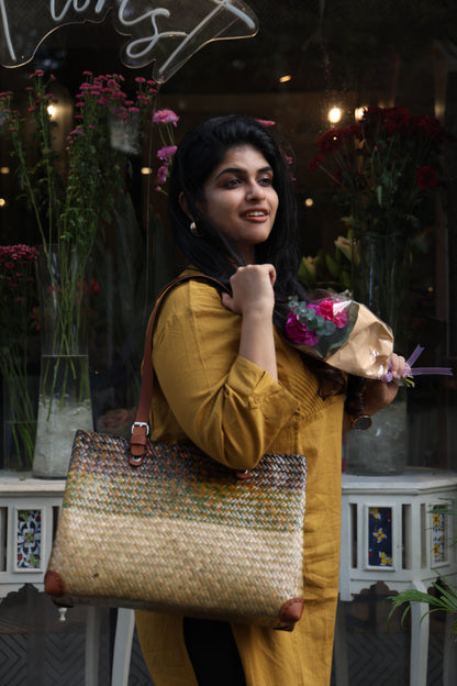 Straw Shopper Bag Green