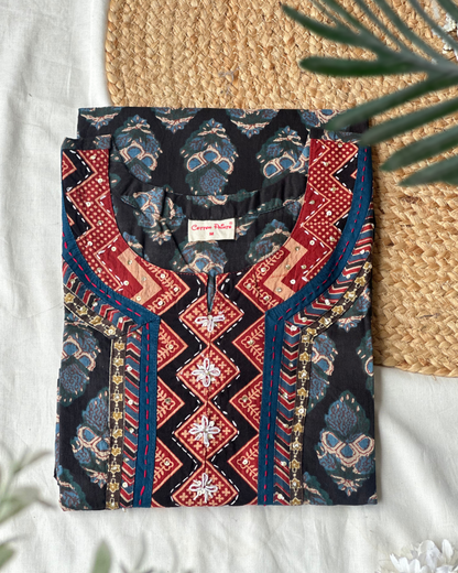 Jahota Handblock Kurti (long yolk)