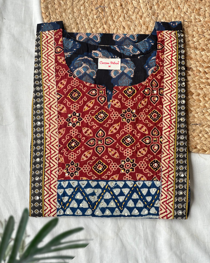 Jahota Hand Block Kurti  (Yolk Pattern)