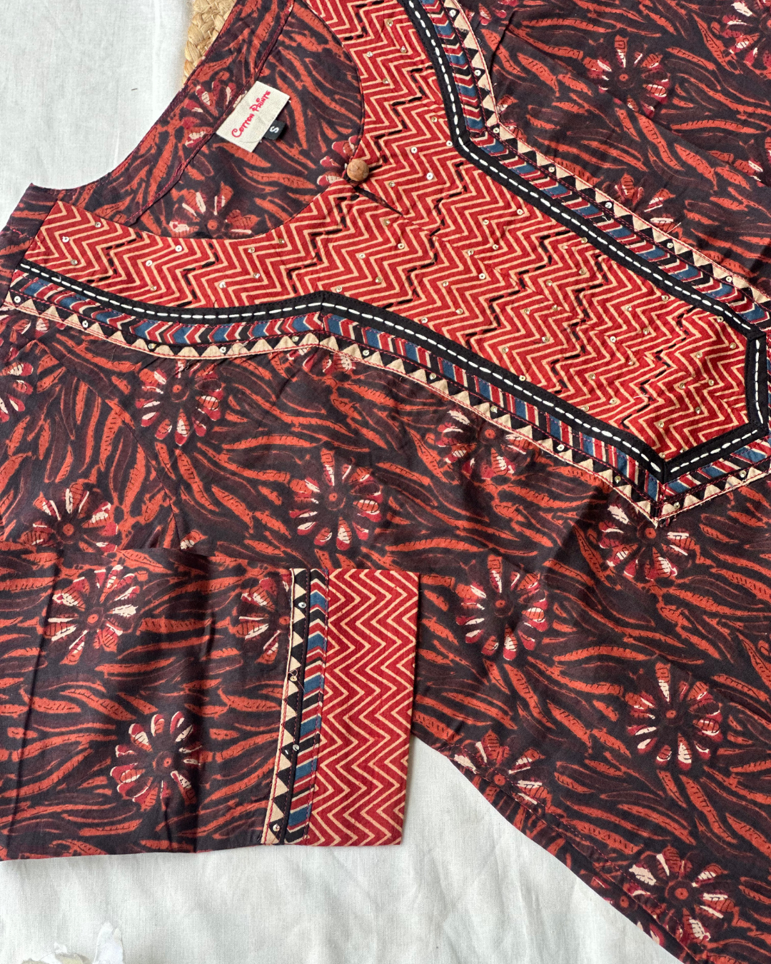 Jahota Hand Block Kurti (Brown)