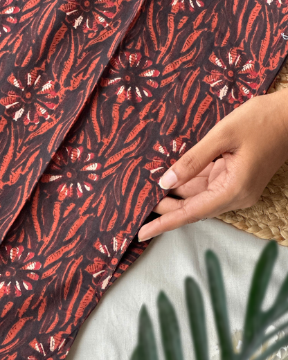 Jahota Hand Block Kurti (Brown)