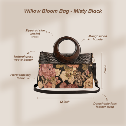 Willow Bloom Bag (12*8) - Misty Black