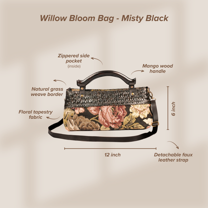 Willow Bloom Bag (12*6) - Misty Black