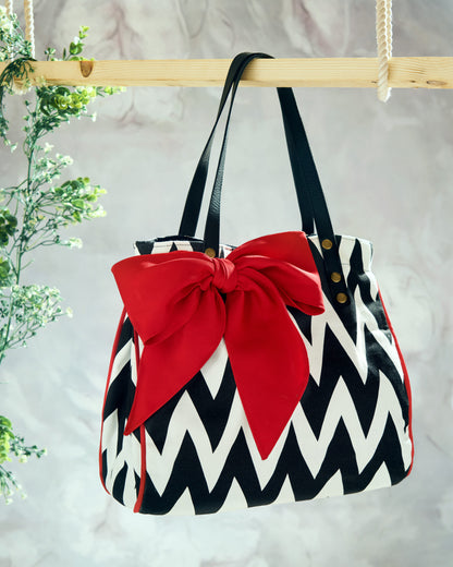 Canvas fabric Chevron Bowbag