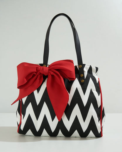 Canvas fabric Chevron Bowbag