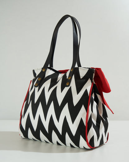 Canvas fabric Chevron Bowbag