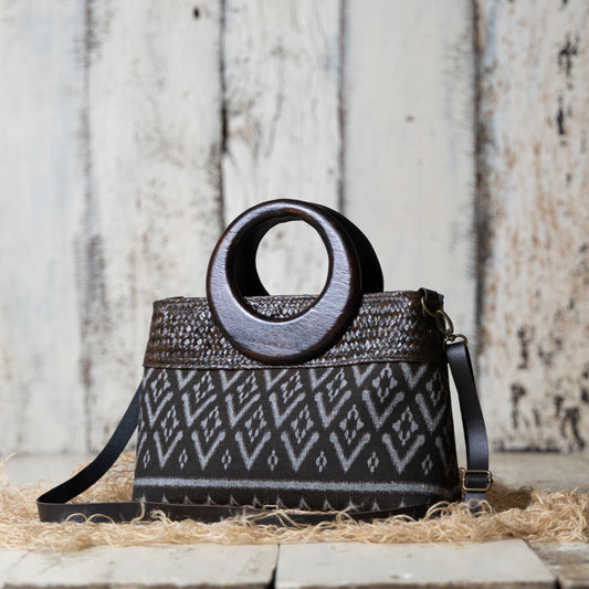 Elegant Ikkat Bag (Charcoal Grey)