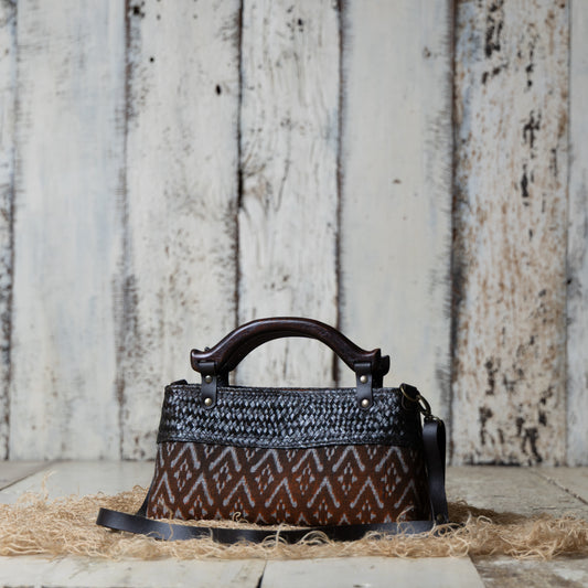 Compact Ikkat Bag (Tan Brown)