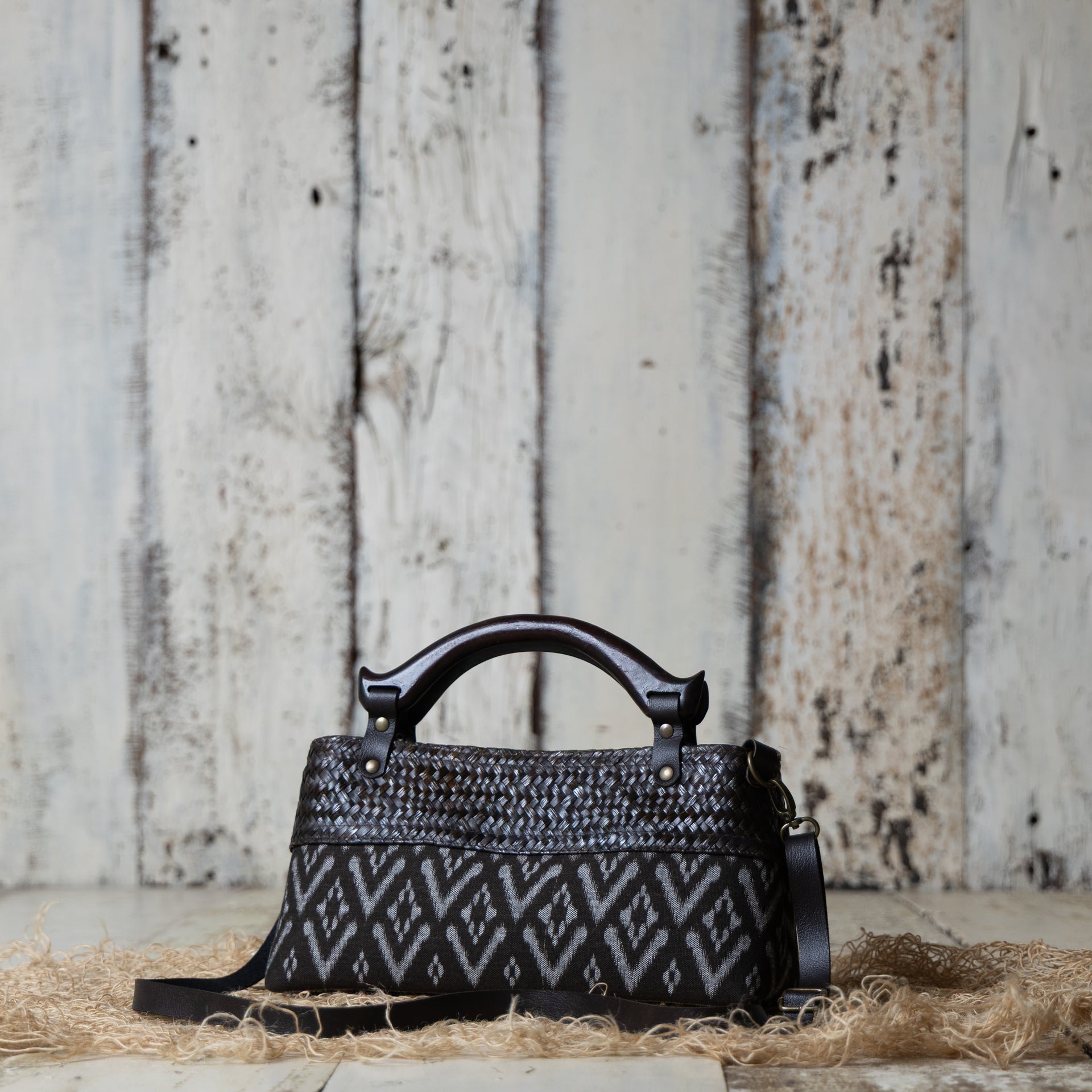 Compact Ikkat Bag (Charcoal Grey) โ Alankrit Stories