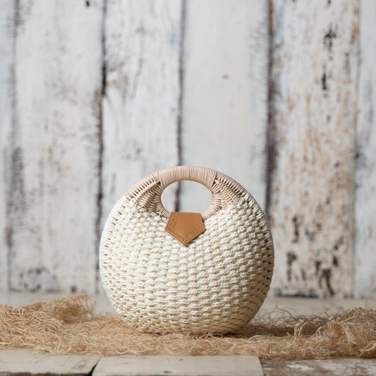 Women Nest Straw Bag - Cream