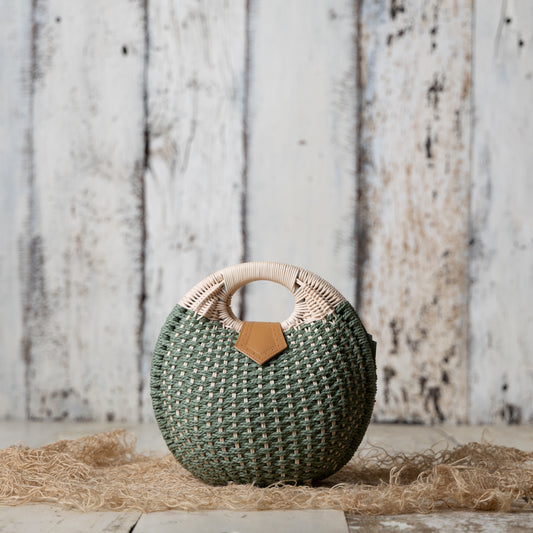 Women Nest Straw Bag - Green