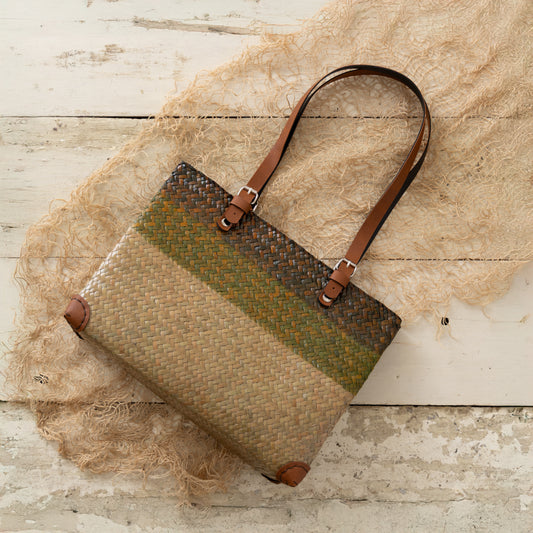Straw Shopper Bag Green