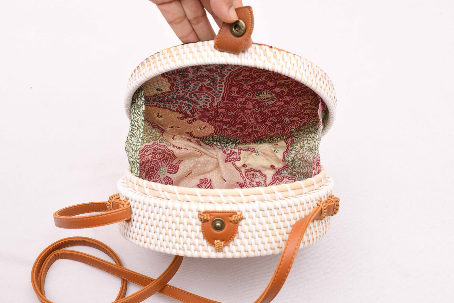 Decoupage Floral Round Bag