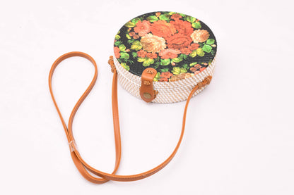 Decoupage Floral Round Bag