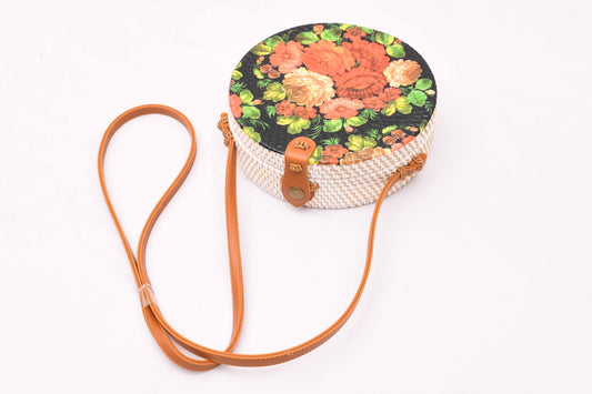 Decoupage Floral Round Bag