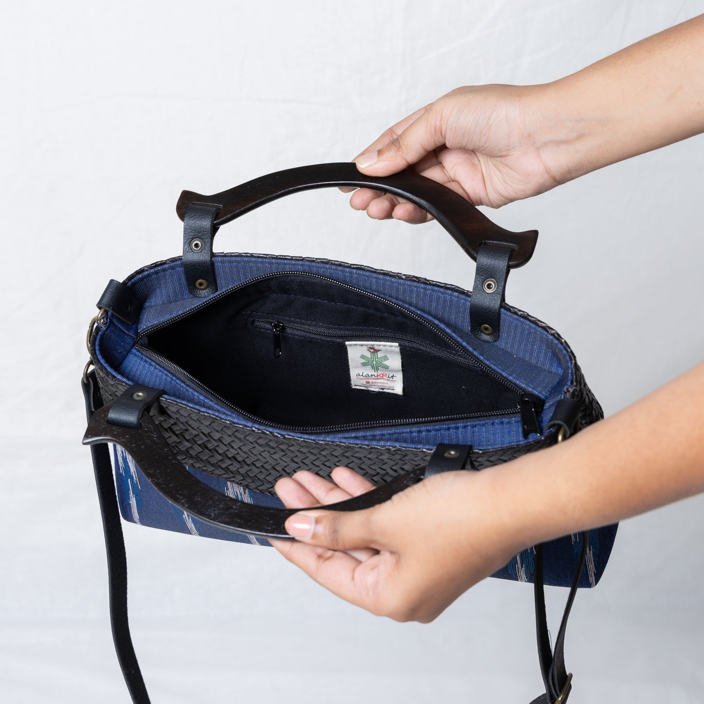 Compact Ikkat Bag (Indigo)