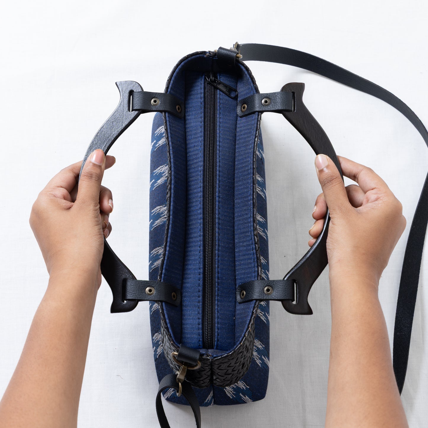 Compact Ikkat Bag (Indigo)