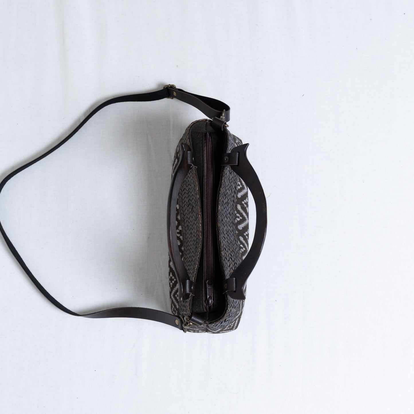 Compact Ikkat Bag (Charcoal Grey)