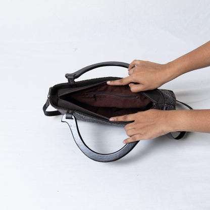 Compact Ikkat Bag (Charcoal Grey)