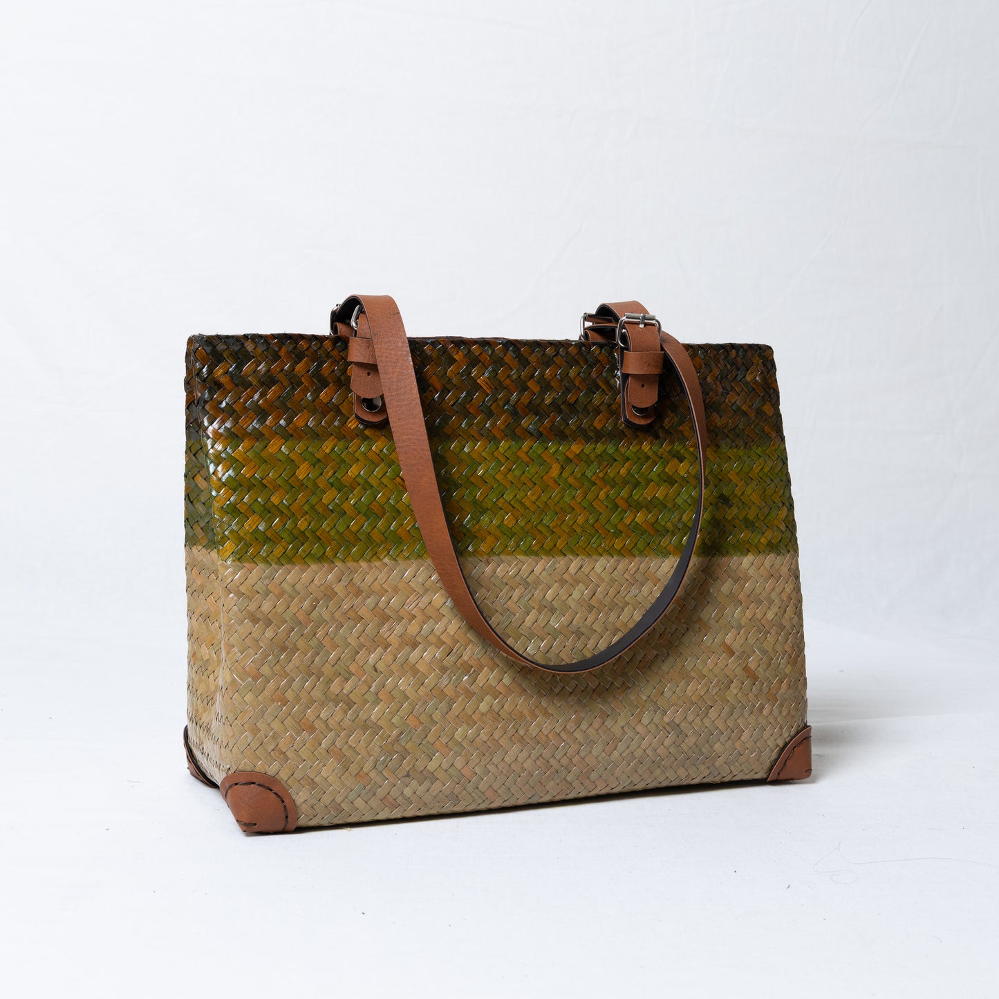 Straw Shopper Bag Green