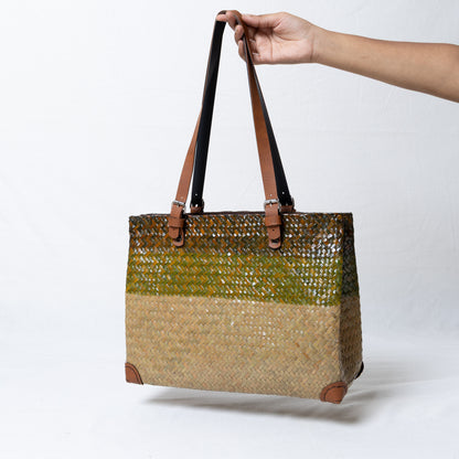 Straw Shopper Bag Green