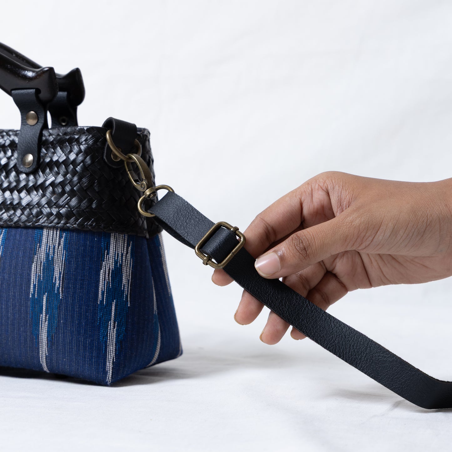 Compact Ikkat Bag (Indigo)