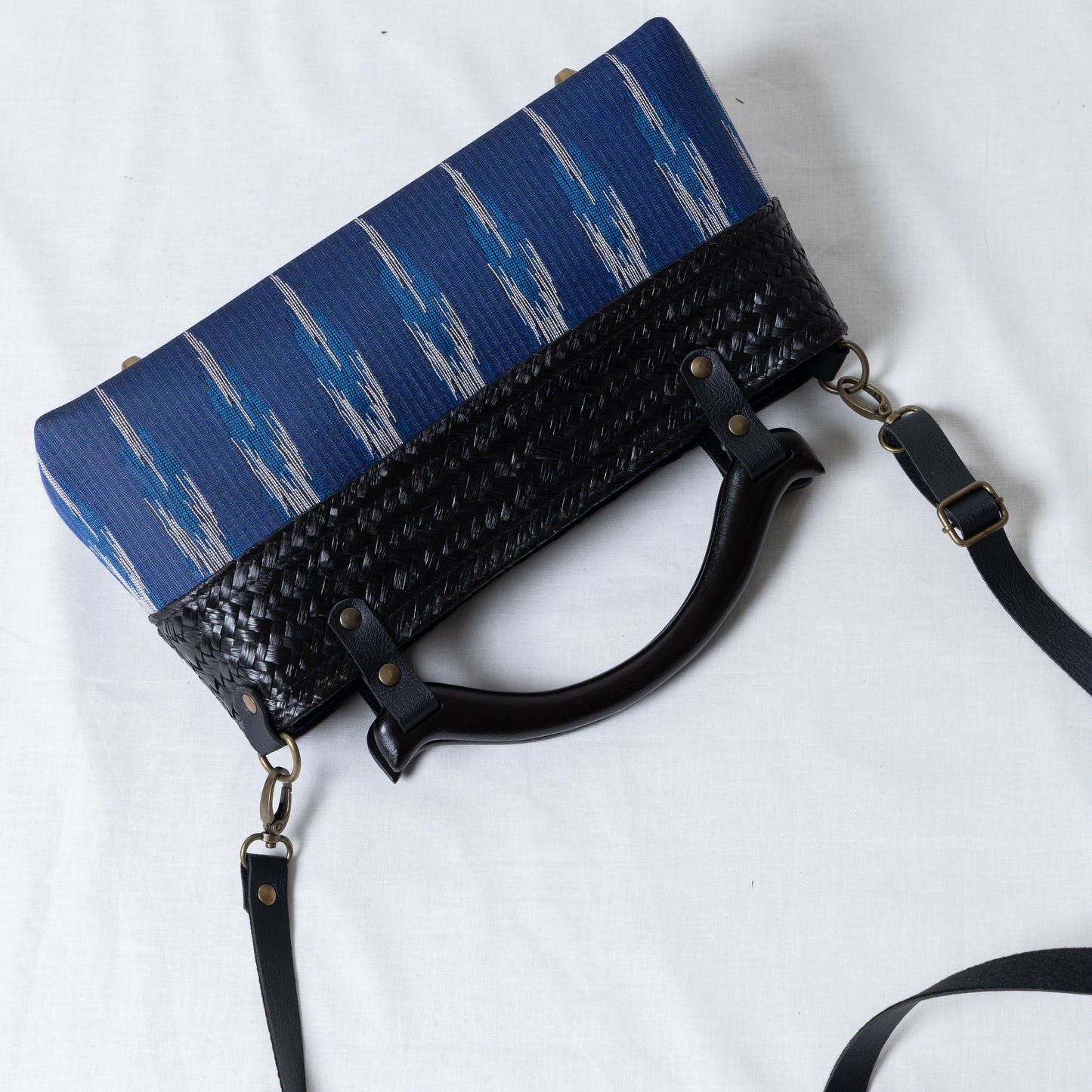 Compact Ikkat Bag (Indigo)