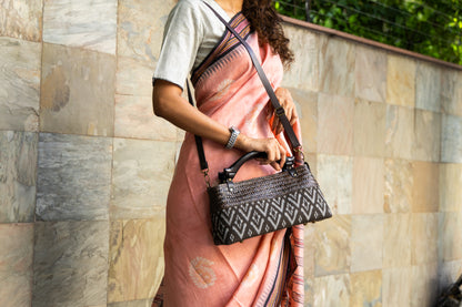 Compact Ikkat Bag (Charcoal Grey)