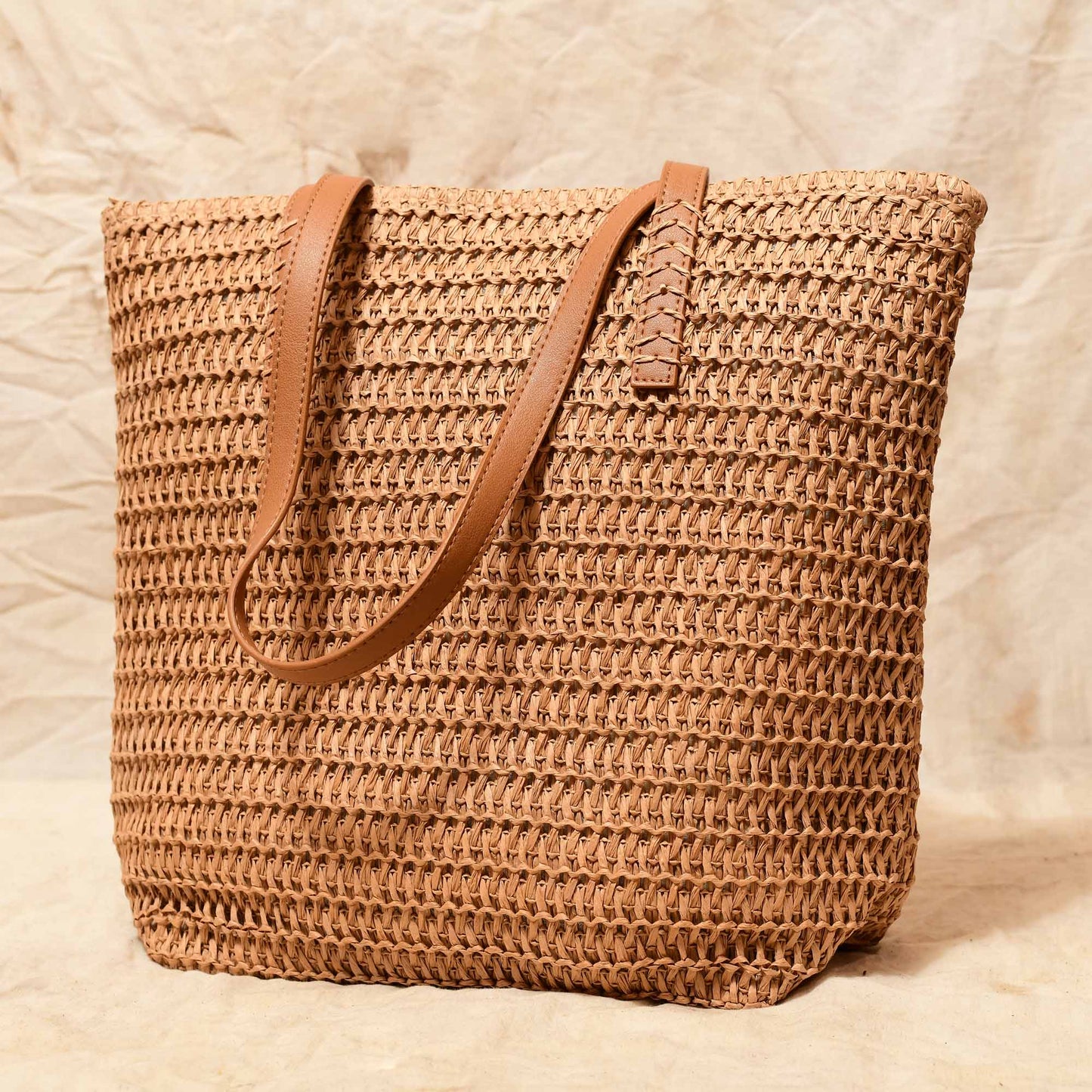 Natural Raffia Crochet Tote