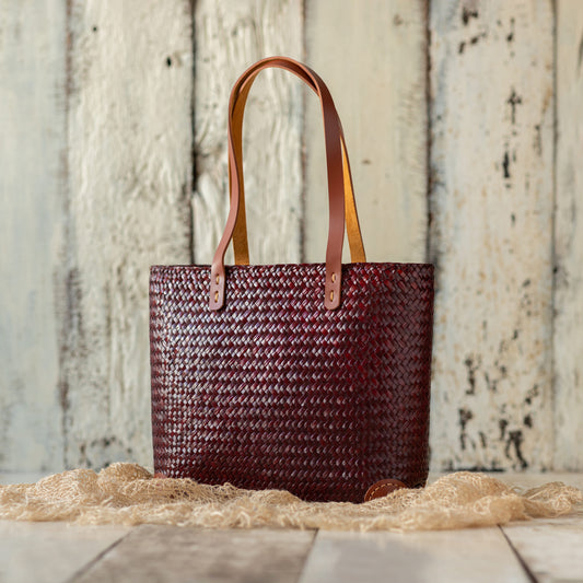 Burgundy Woven Totebag