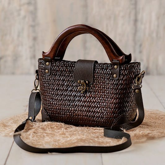 Brown Plain Woven Slingbag