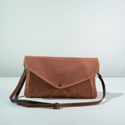 Apricot canvas fabric Sling bag